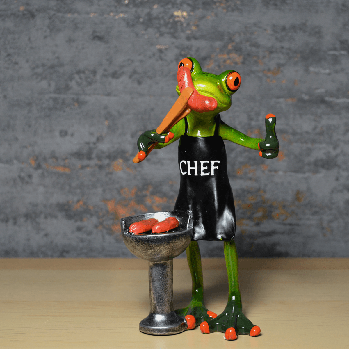 Comical Frog Ornament - BBQ Chef - TwoBeeps.co.uk