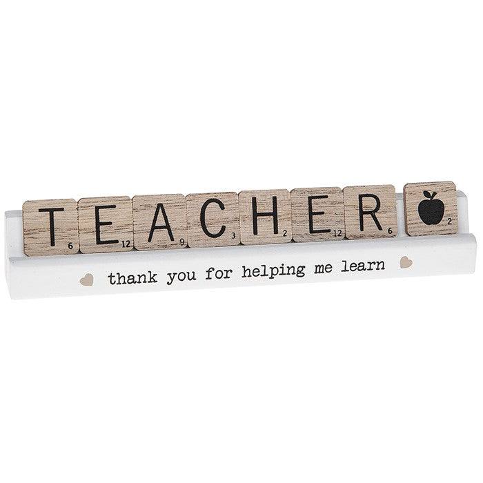 Scrabble Table Plaque Teacher - TwoBeeps.co.uk