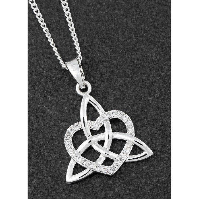 Celtic Knot Diamante Heart Silver Plated Necklace - TwoBeeps.co.uk