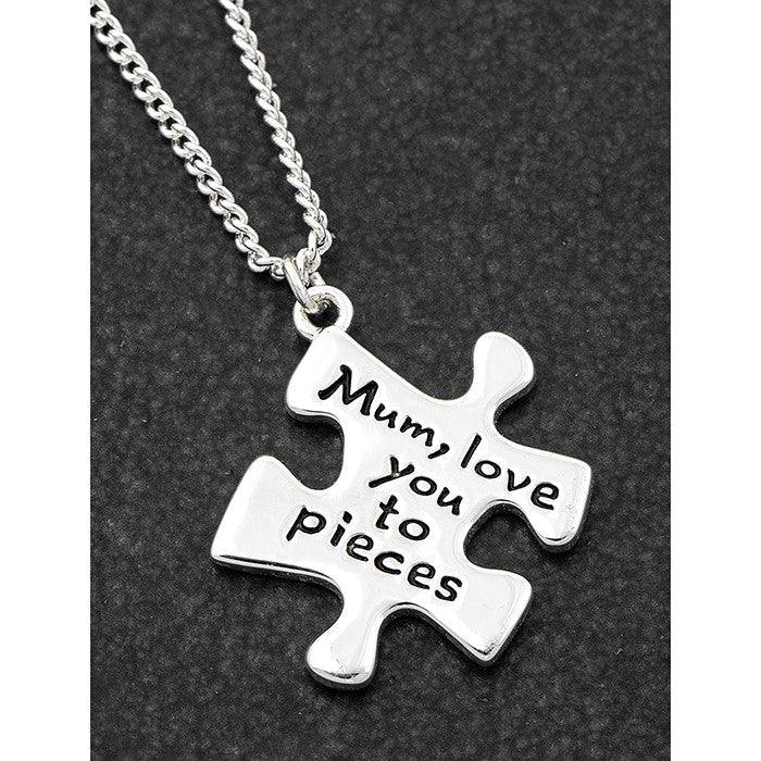 Jigsaw Silver Plated Necklace Mum - TwoBeeps.co.uk