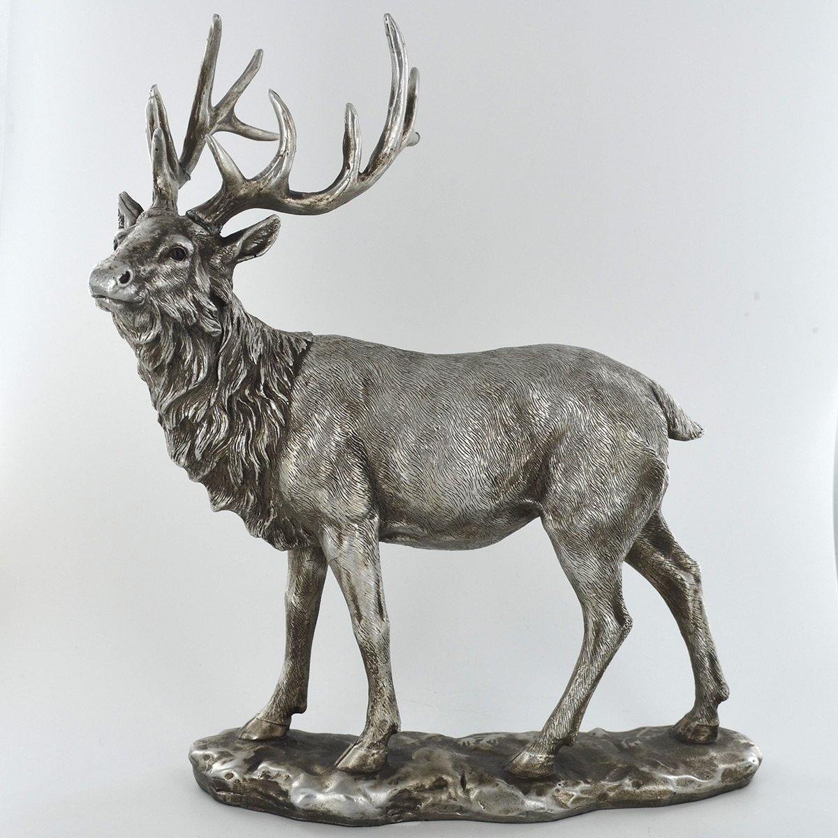 Antique Silver Stag Ornament Large - TwoBeeps.co.uk