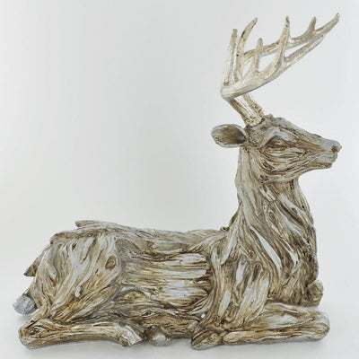 Large Laying Stag Driftwood Style Ornament - TwoBeeps.co.uk