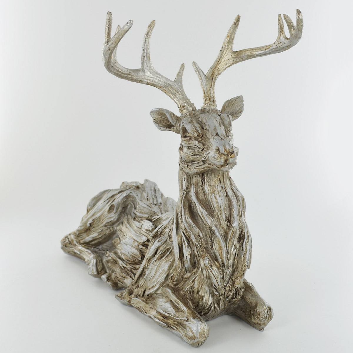 Large Laying Stag Driftwood Style Ornament - TwoBeeps.co.uk