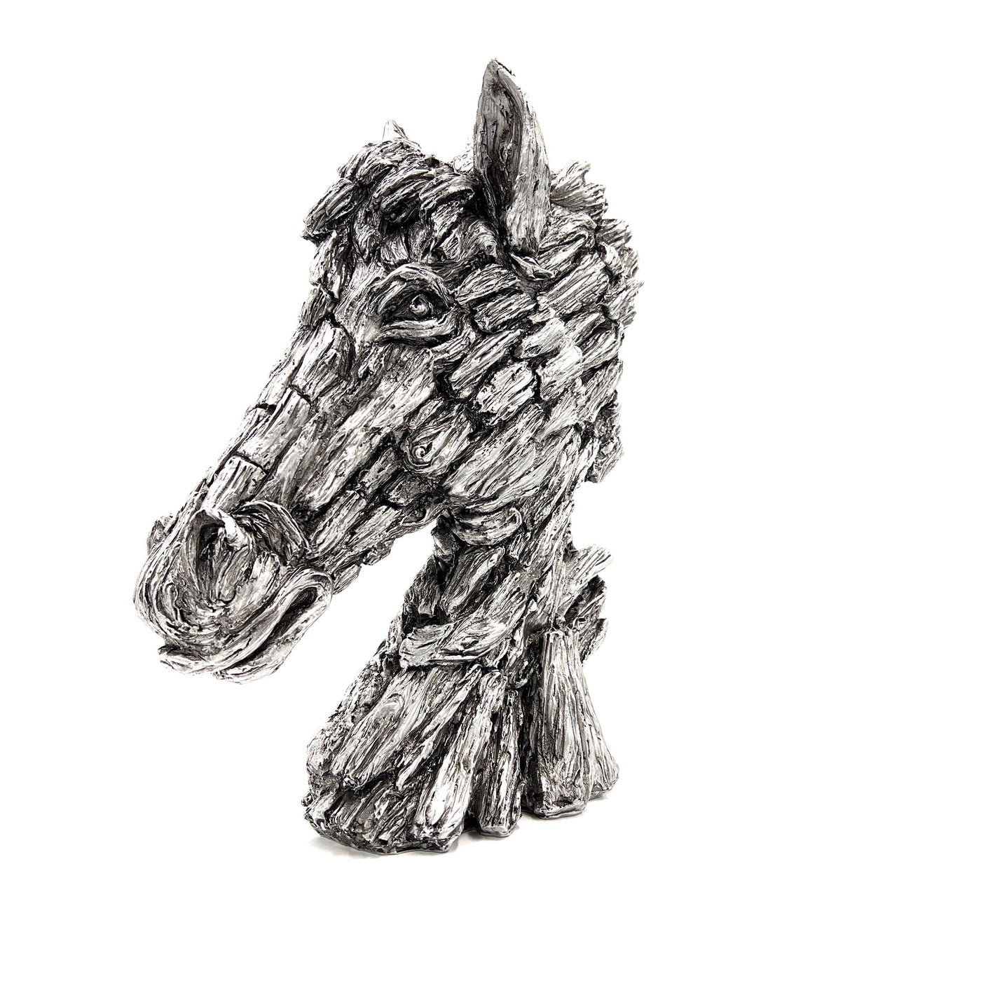 Silver Horse Head Driftwood Style Equestrian Ornament - TwoBeeps.co.uk