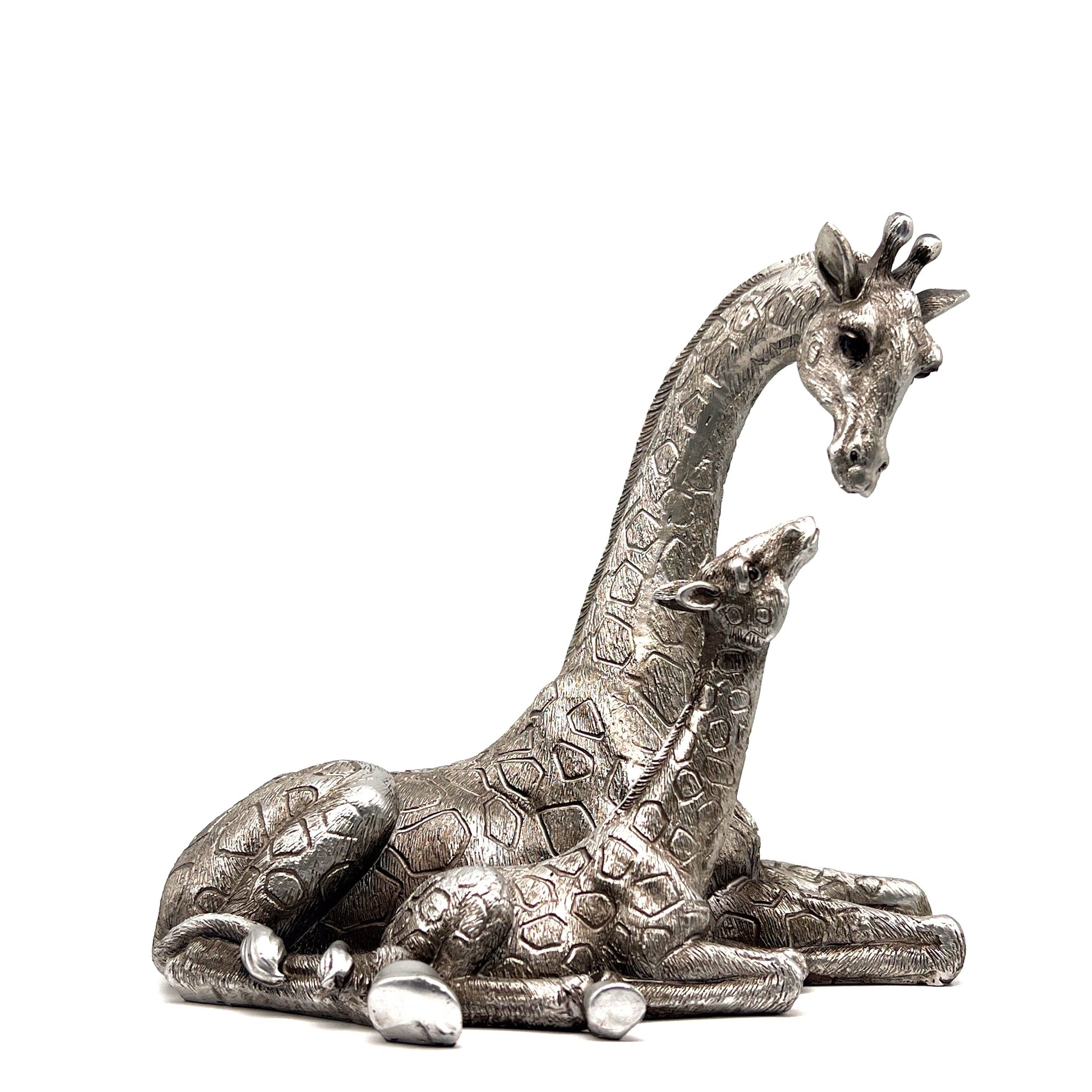 Mother and Baby - Silver Giraffe Ornament