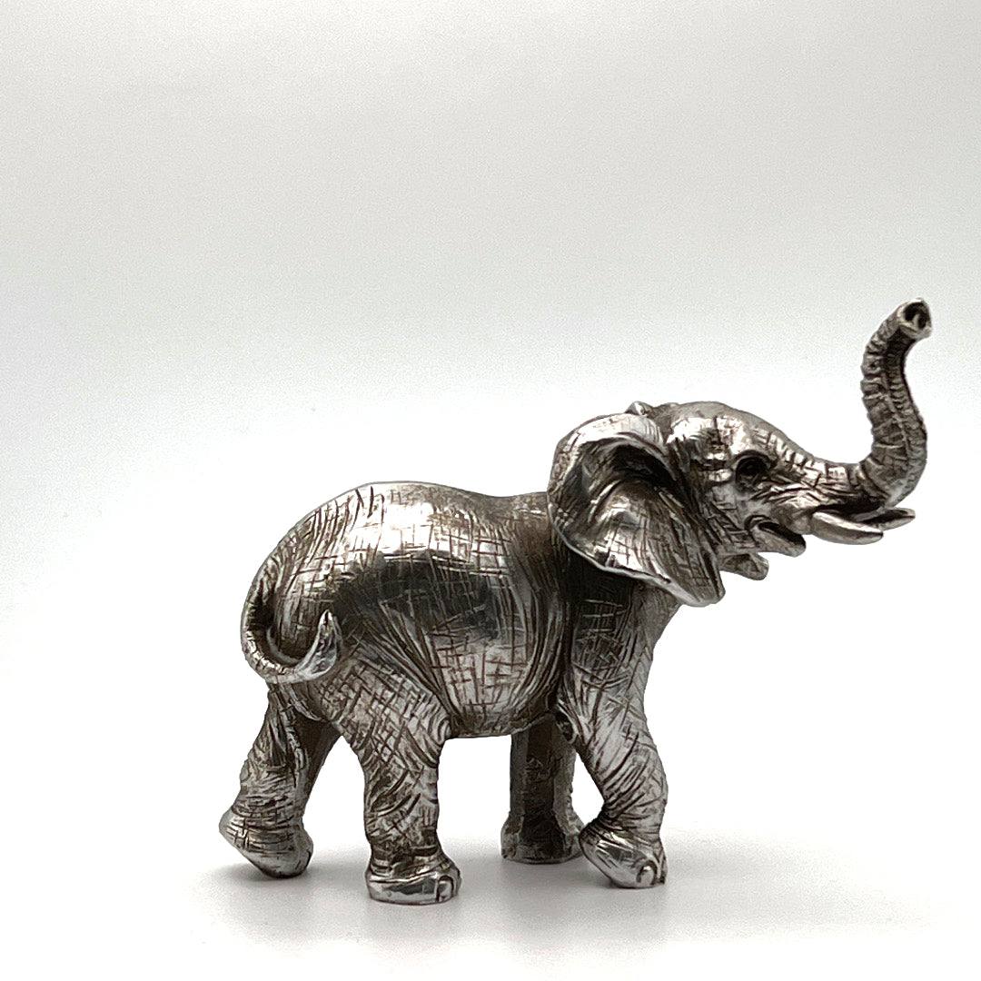 Elephant Standing Silver Resin Ornament - 13cm