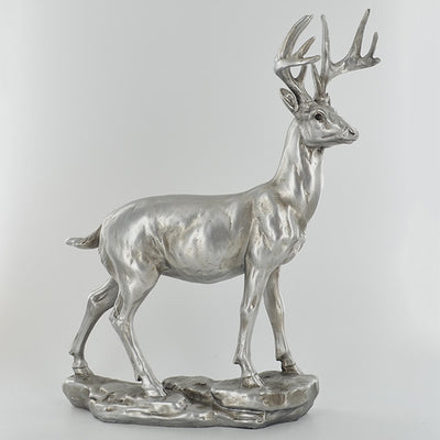 Antique Silver Stag Deer Ornament 29cm - TwoBeeps.co.uk