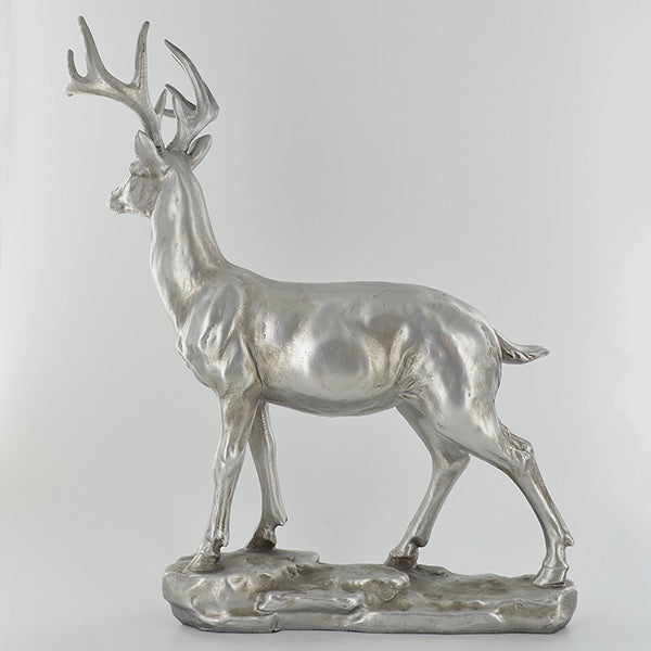 Antique Silver Stag Deer Ornament 29cm - TwoBeeps.co.uk