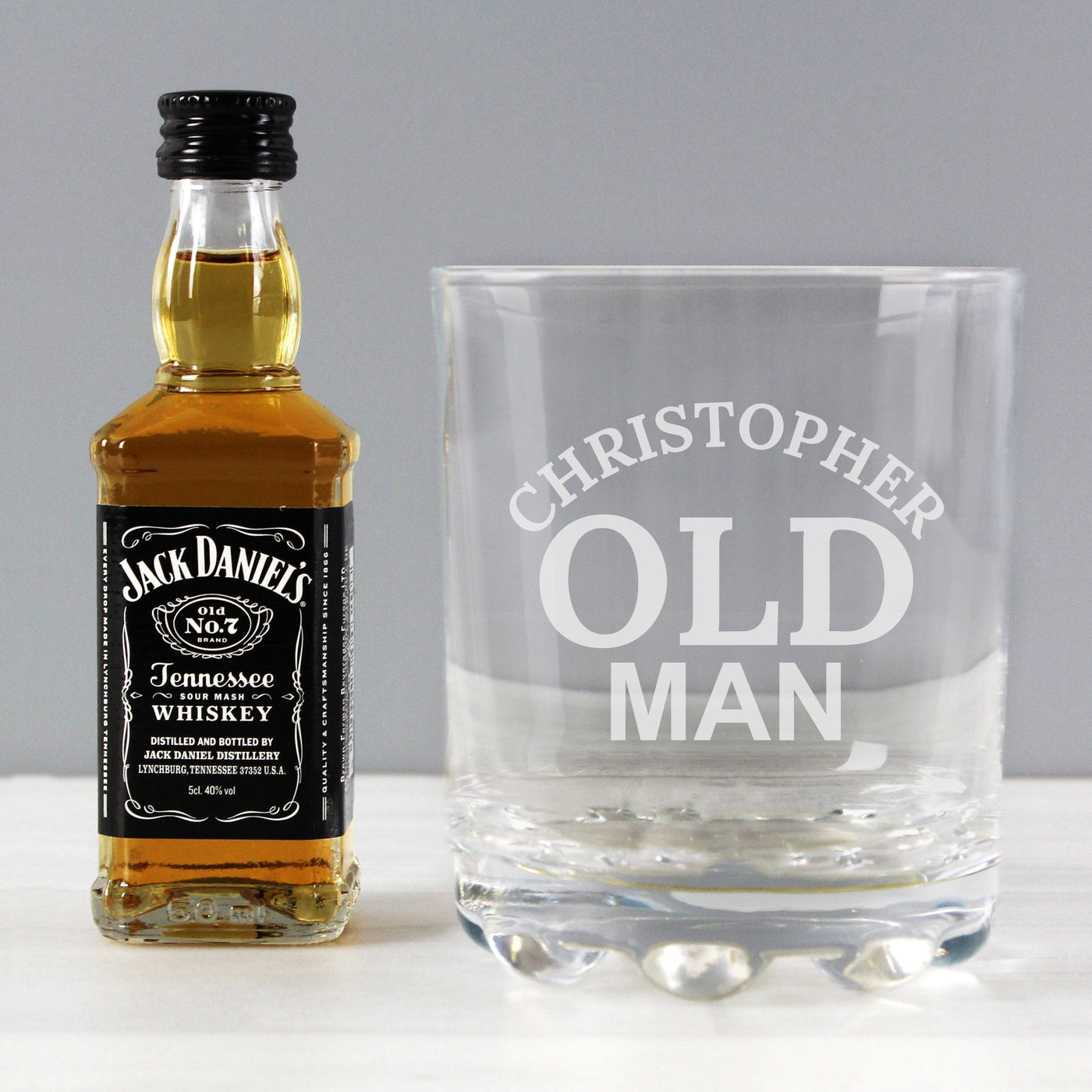 Personalised Old Man Tumbler and Whiskey Miniature Set - TwoBeeps.co.uk