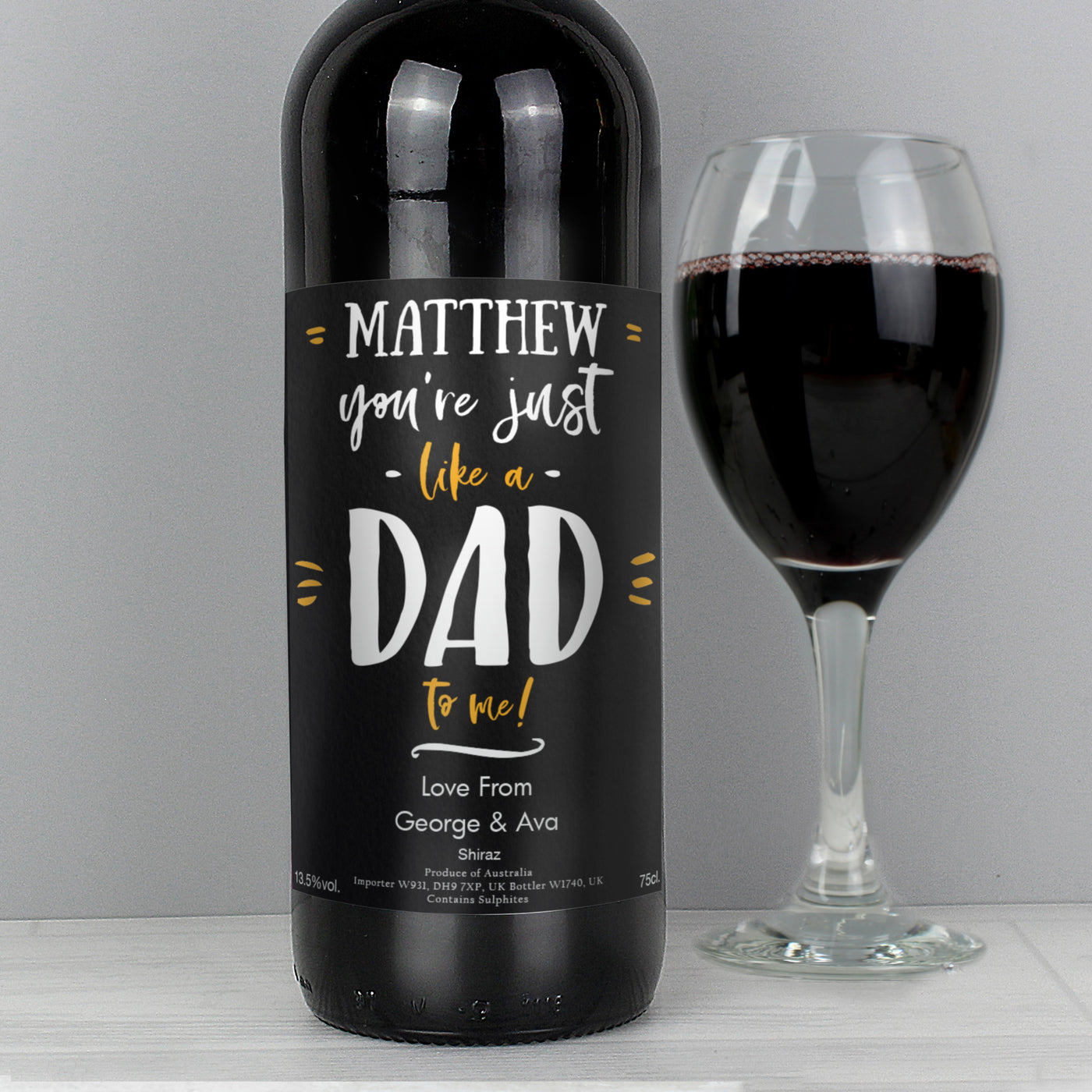 Personalised Like A Dad To Me Red Wine - TwoBeeps.co.uk