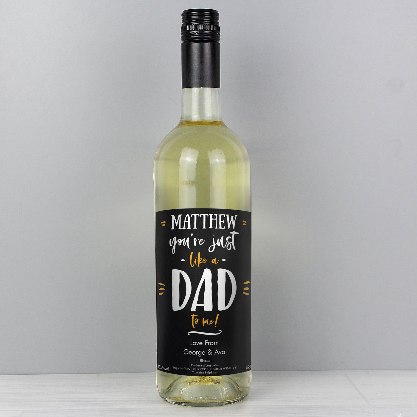 Personalised Like A Dad To Me White Wine - TwoBeeps.co.uk