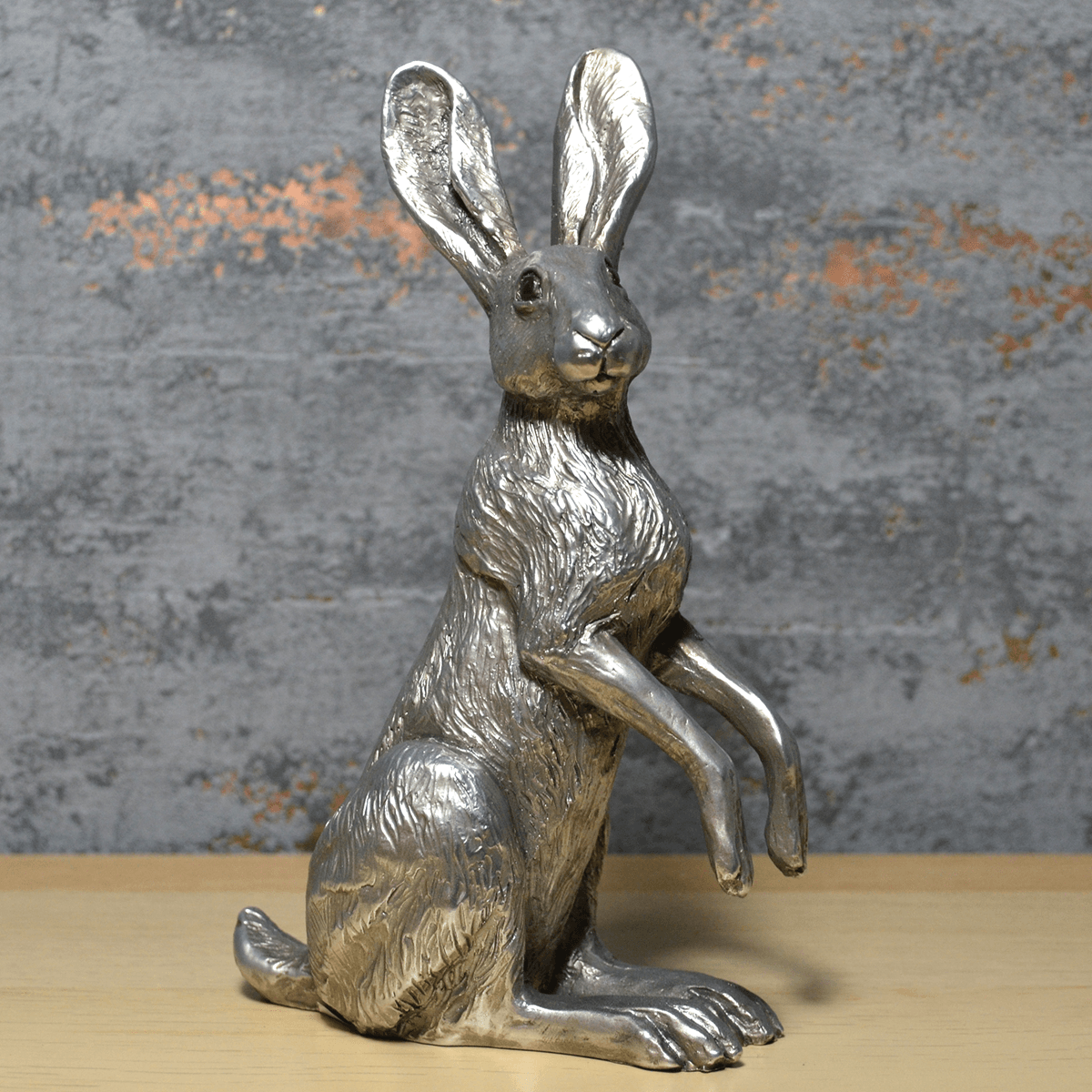 Antique Silver Poppy Hare Ornament 19.5cm - TwoBeeps.co.uk