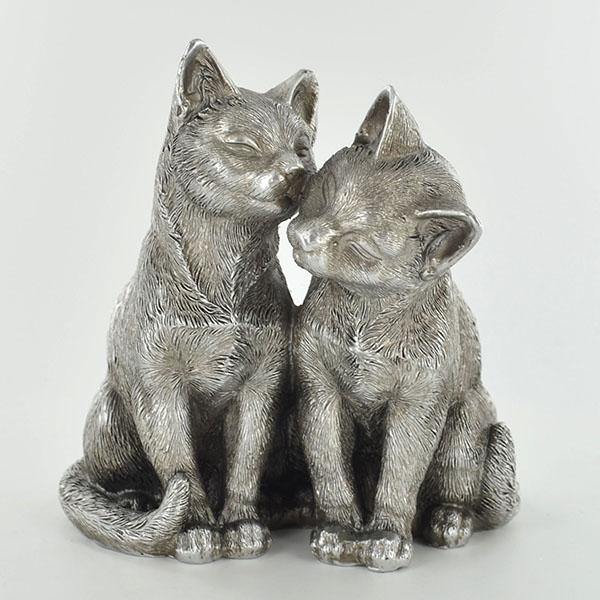 Silver Pair of Cats Ornament - TwoBeeps.co.uk
