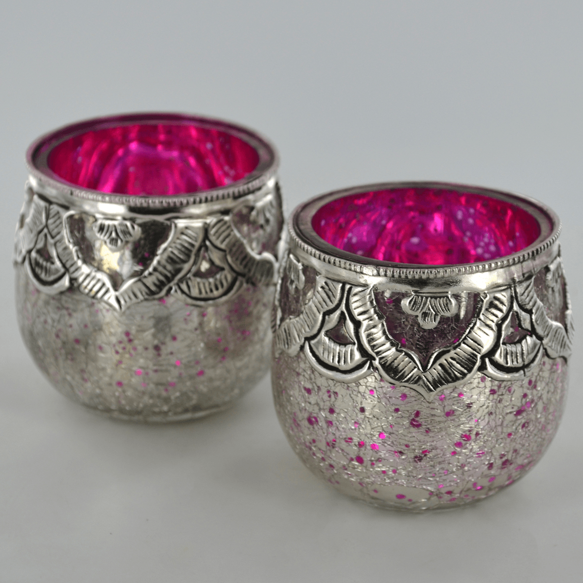 Handmade Pink Votive Tealight Candle Holders - Pair - TwoBeeps.co.uk