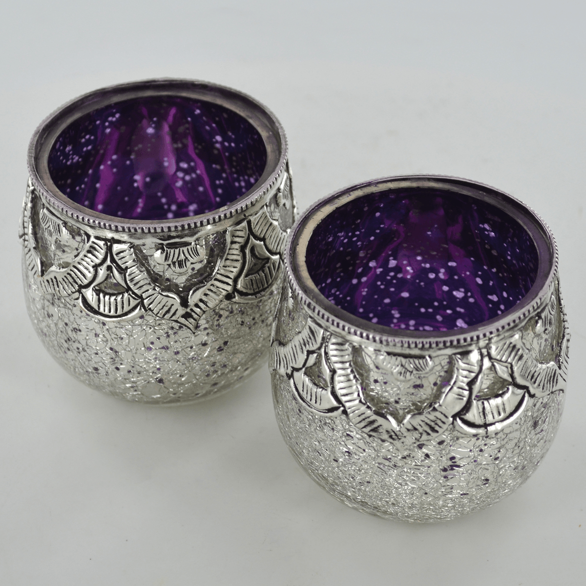 Handmade Purple Votive Tealight Candle Holders - Pair - TwoBeeps.co.uk