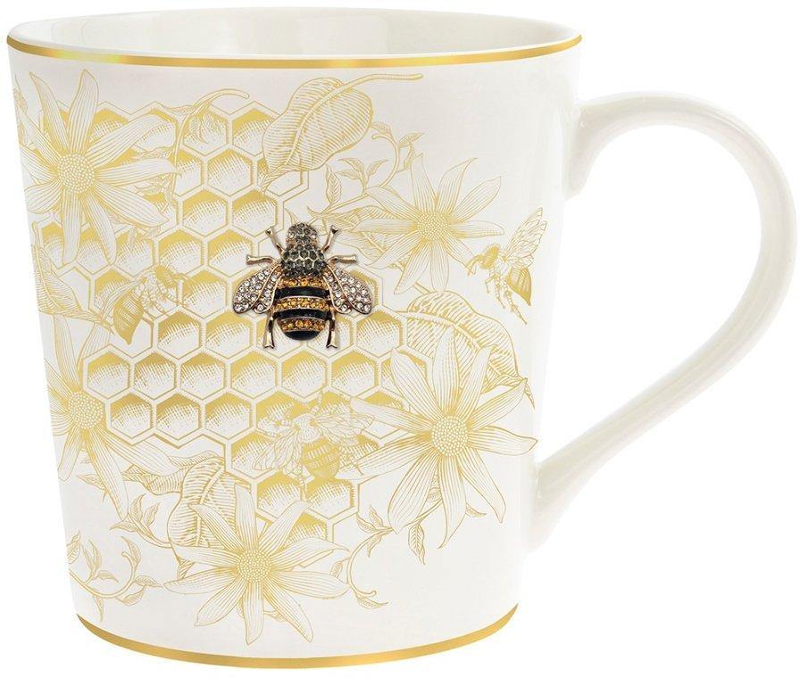 Honeycomb and Bee Fine China Mug - TwoBeeps.co.uk
