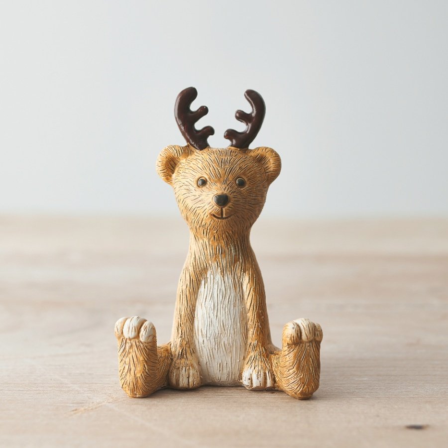Cute Sitting Reindeer Bear Ornament 10cm - TwoBeeps.co.uk