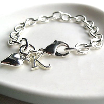 Personalised Initial Charm Cable Bracelet