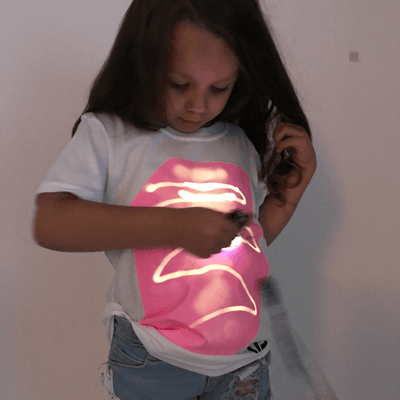 Interactive Glow White/Pink Tee Shirt - Kids - TwoBeeps.co.uk