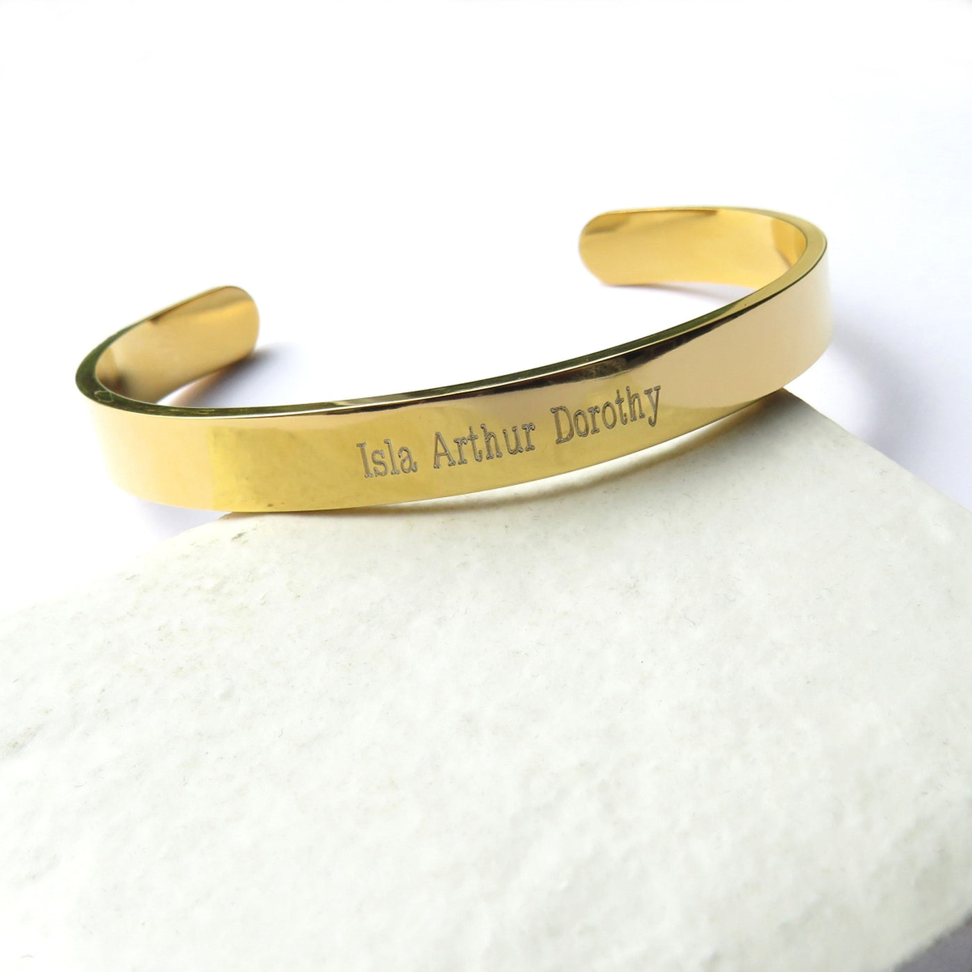 Personalised Solid Stainless Steel  Gold Bangle - Unisex