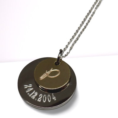 Personalised Border Necklace with Initial Mini Disc