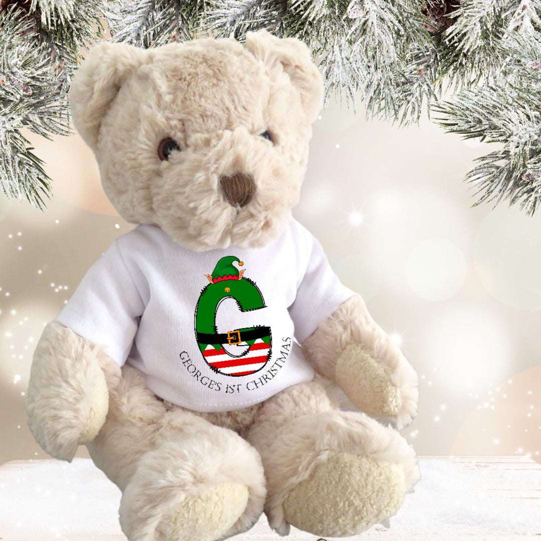 Personalised Luxury Teddy Bear Christmas Elf Letter T-shirt