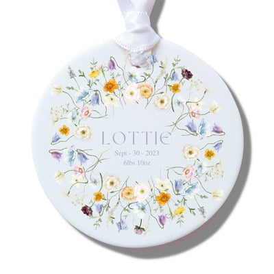 Personalised Baby Girls Spring Flower Ceramic Decoration