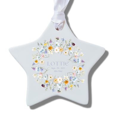 Personalised Baby Girls Spring Flower Ceramic Decoration