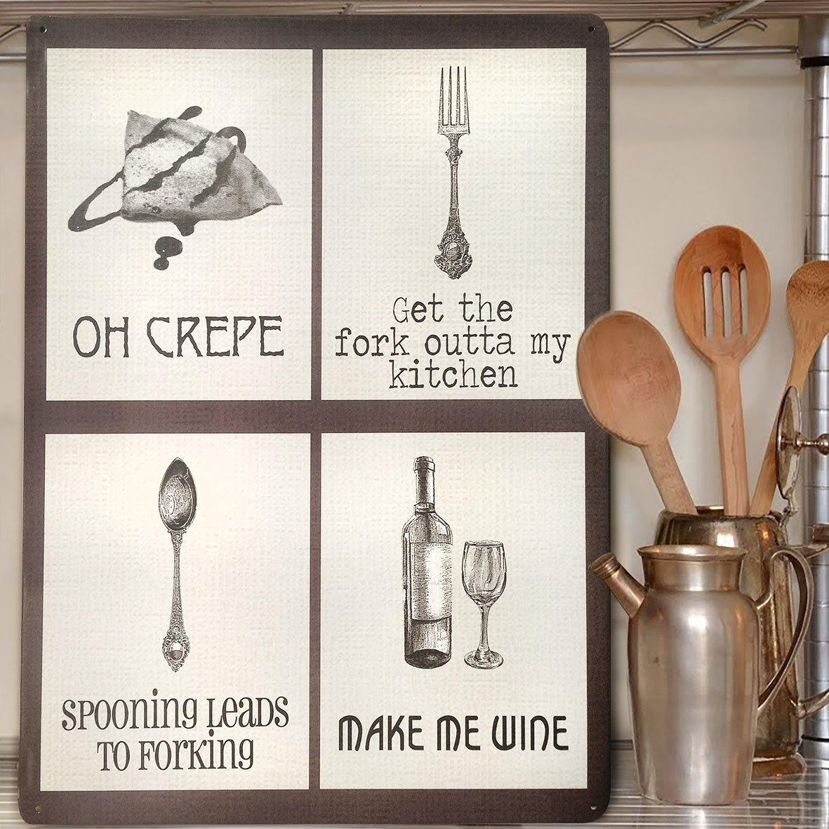 Oh Crepe Quirky and hilarious Metal Wall Sign - TwoBeeps.co.uk