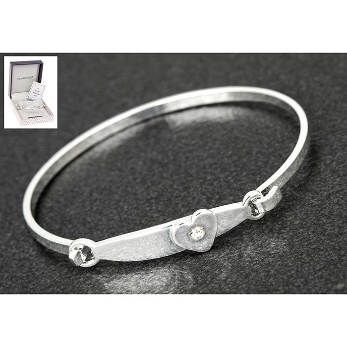 Equilibrium Silver Plated Christening Heart Bangle