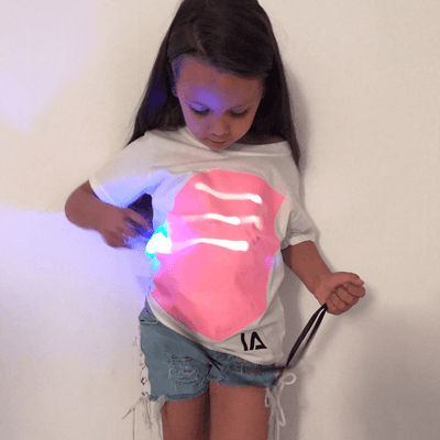 Interactive Glow White/Pink Tee Shirt - Kids - TwoBeeps.co.uk