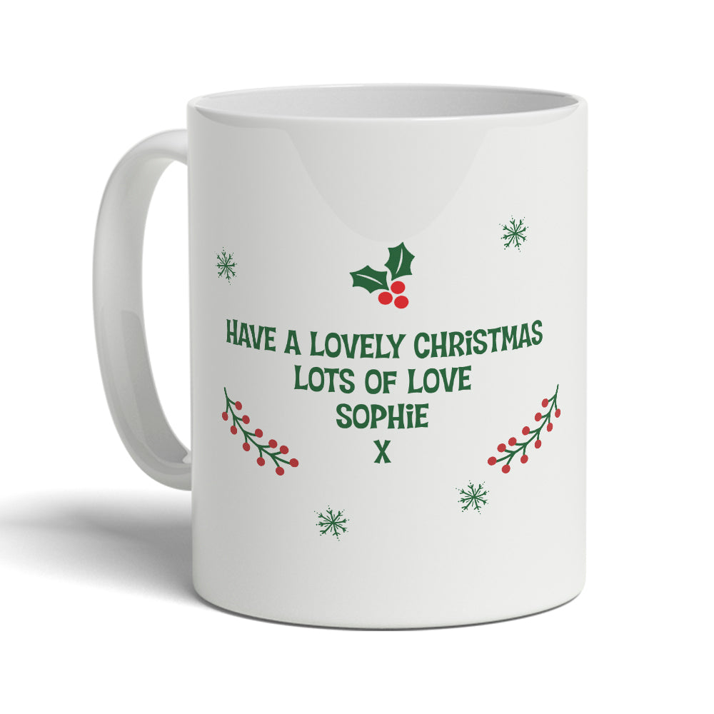 Personalised Christmas Tinsel Tangle Mug - 11oz - TwoBeeps.co.uk