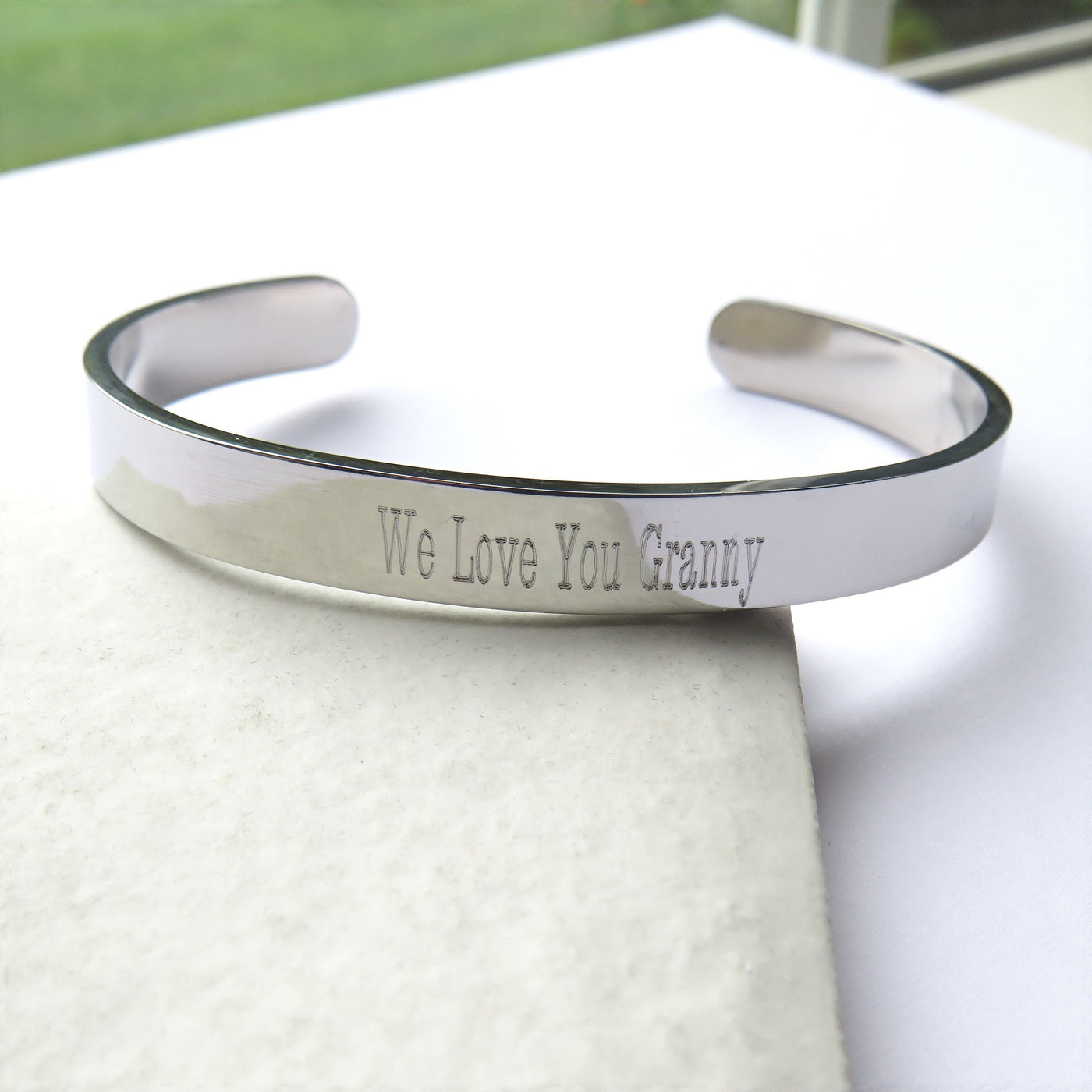 Personalised Solid Stainless Steel  Silver Bangle - Unisex