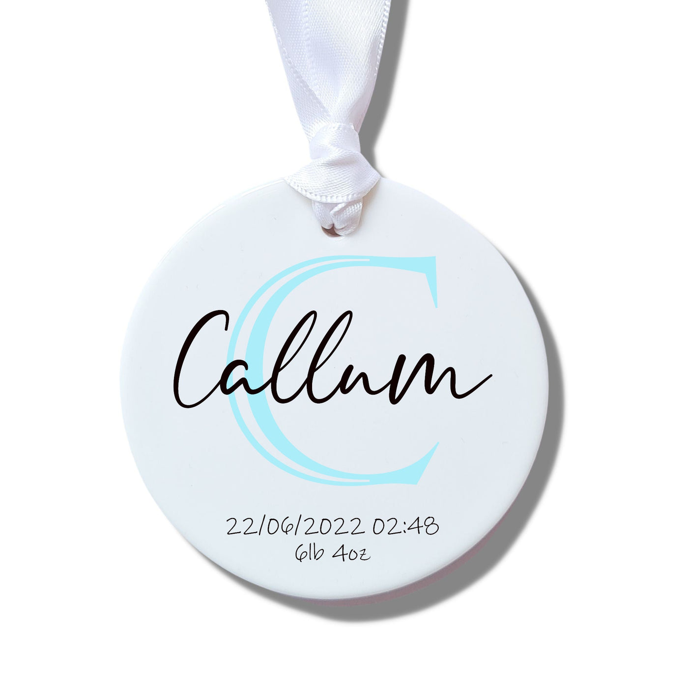 Personalised Blue New Baby Announcement Ceramic Decoration