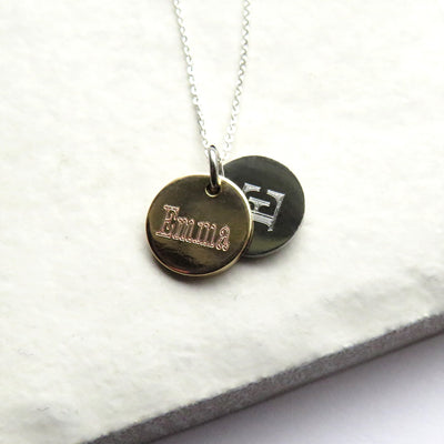 Personalised Silver & Gold Double Mini Disc Necklace