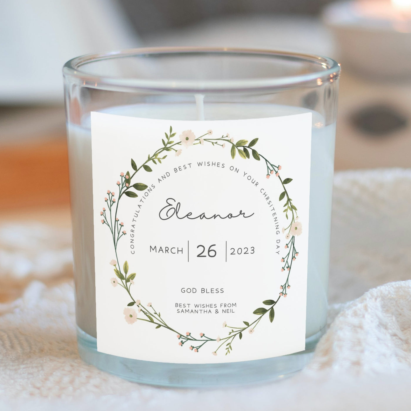Personalised Christening Day Candle