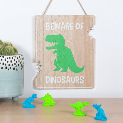 Beware Of Dinosaurs Hanging Sign - TwoBeeps.co.uk