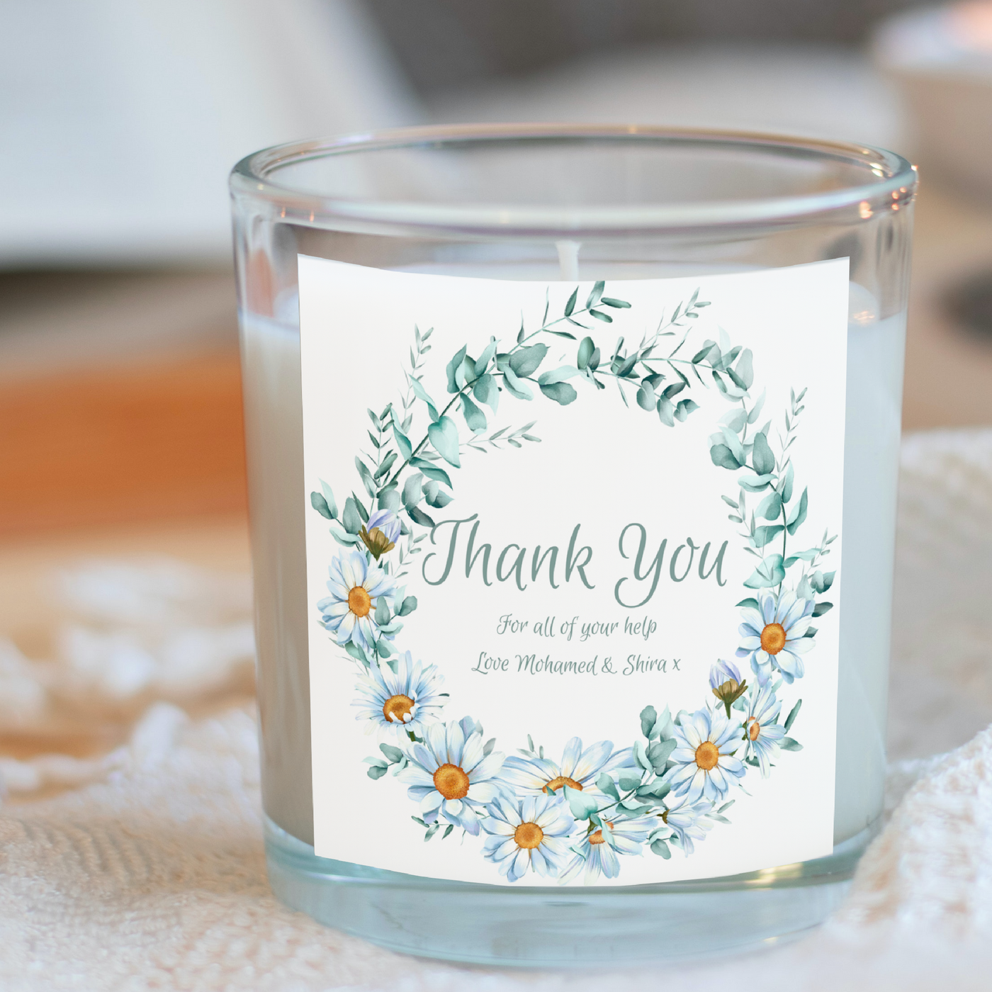 Personalised Daisy Flowers Candle