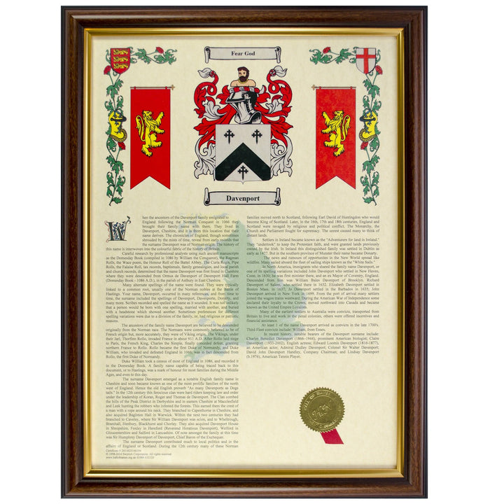 A3 Personalised Coat Of Arms & Surname History Print - TwoBeeps.co.uk