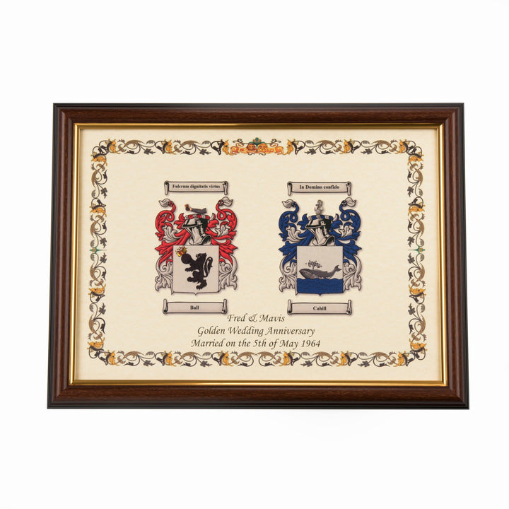 Personalised Double Coat Of Arms Family Print - TwoBeeps.co.uk