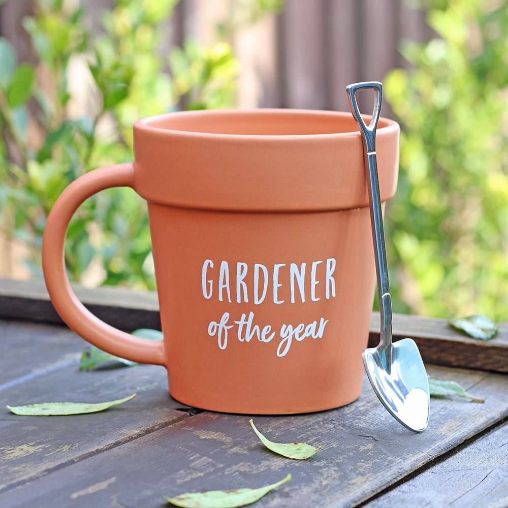 Gardener of the Year Pot Mug and Shovel Spoon - TwoBeeps.co.uk