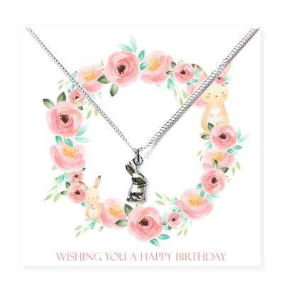 Happy Birthday Necklace - Bunny Message Card