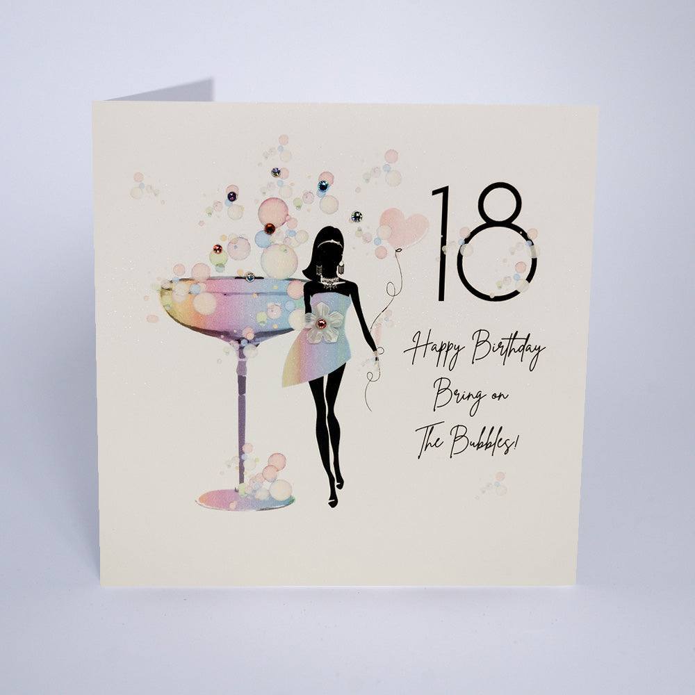 18 Bring On The Bubbles - Birthday Card - TwoBeeps.co.uk