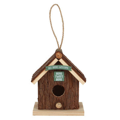 Wood Bark 'Home Tweet Home' Bird House - TwoBeeps.co.uk