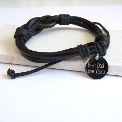 Personalised Men's Leather Knot Bracelet