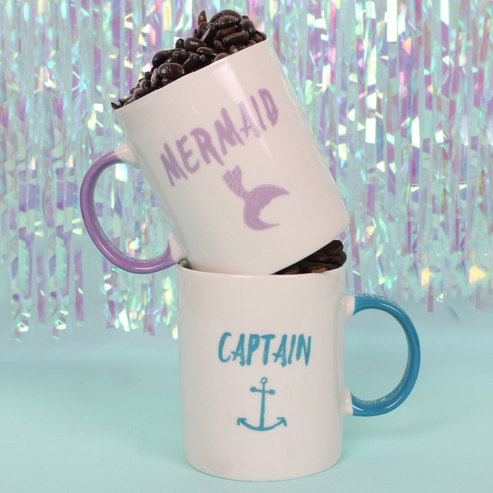 Captain And Mermaid Ceramic Mugs - TwoBeeps.co.uk