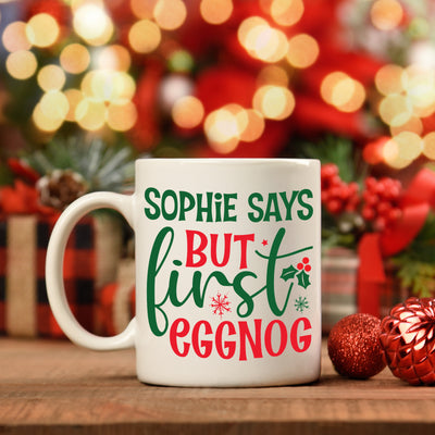 Personalised Christmas First Eggnog Mug - 11oz - TwoBeeps.co.uk