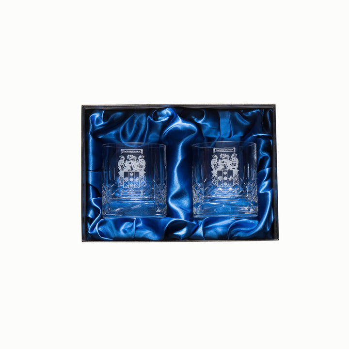 Personalised Coat of Arms Crystal Whisky Tumblers - Mayfair - TwoBeeps.co.uk