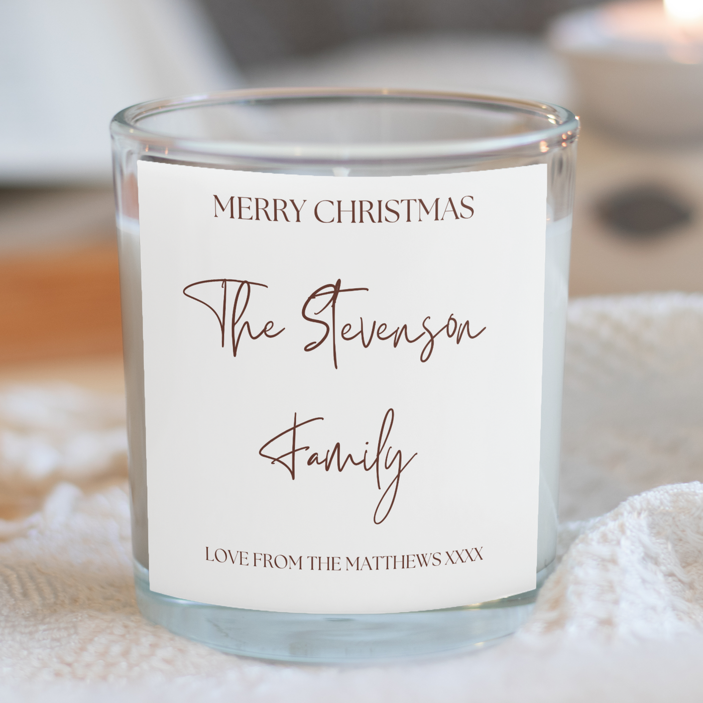 Personalised Merry Christmas Family Candle