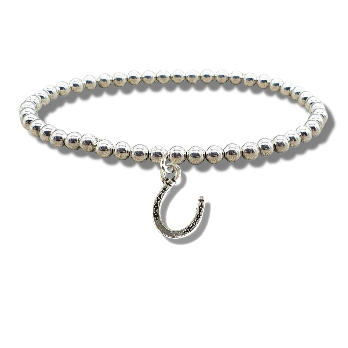 Horseshoe Silver Beaded Bracelet